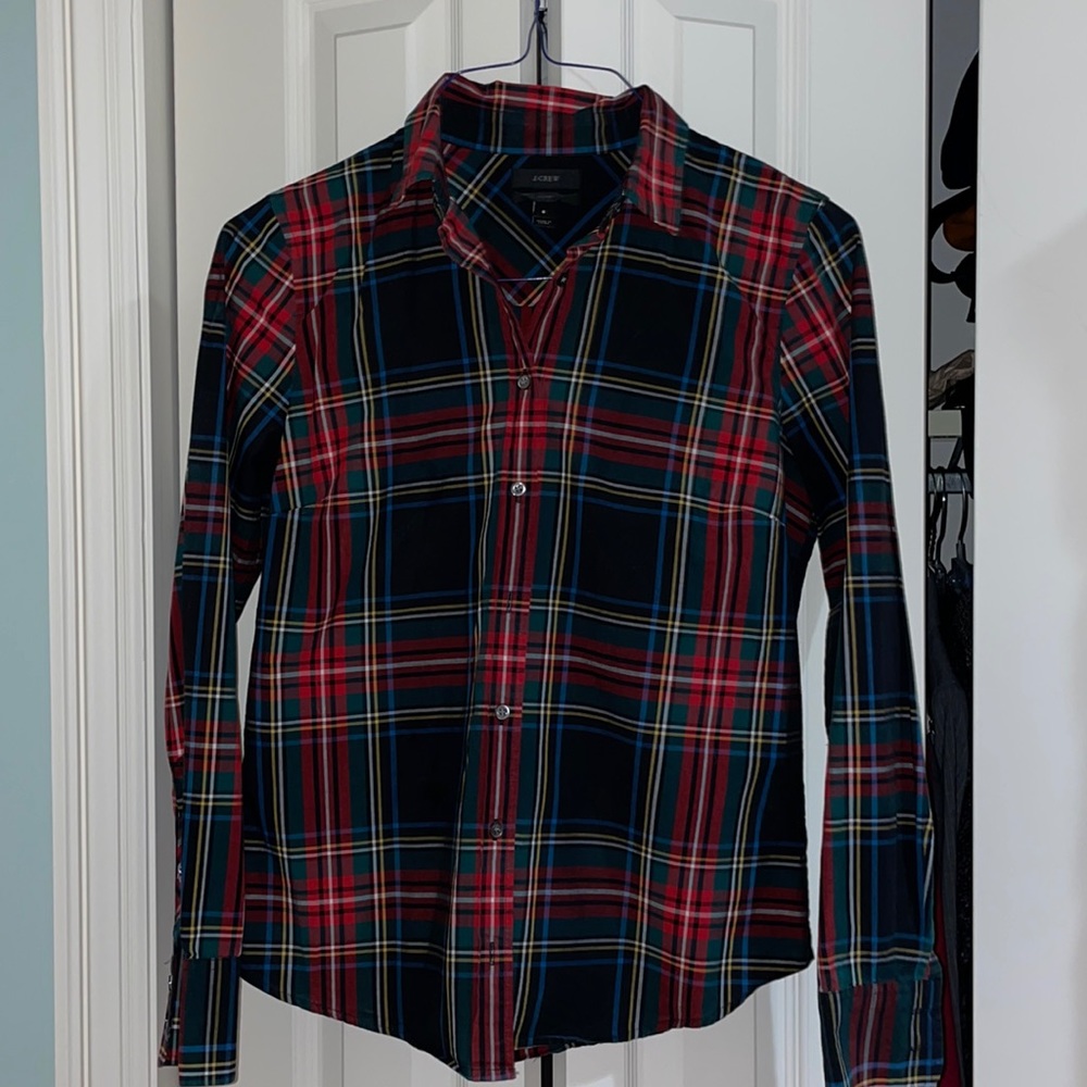 J. Crew holiday tartan plaid blouse Size 6. 100% cotton. Machine washable.